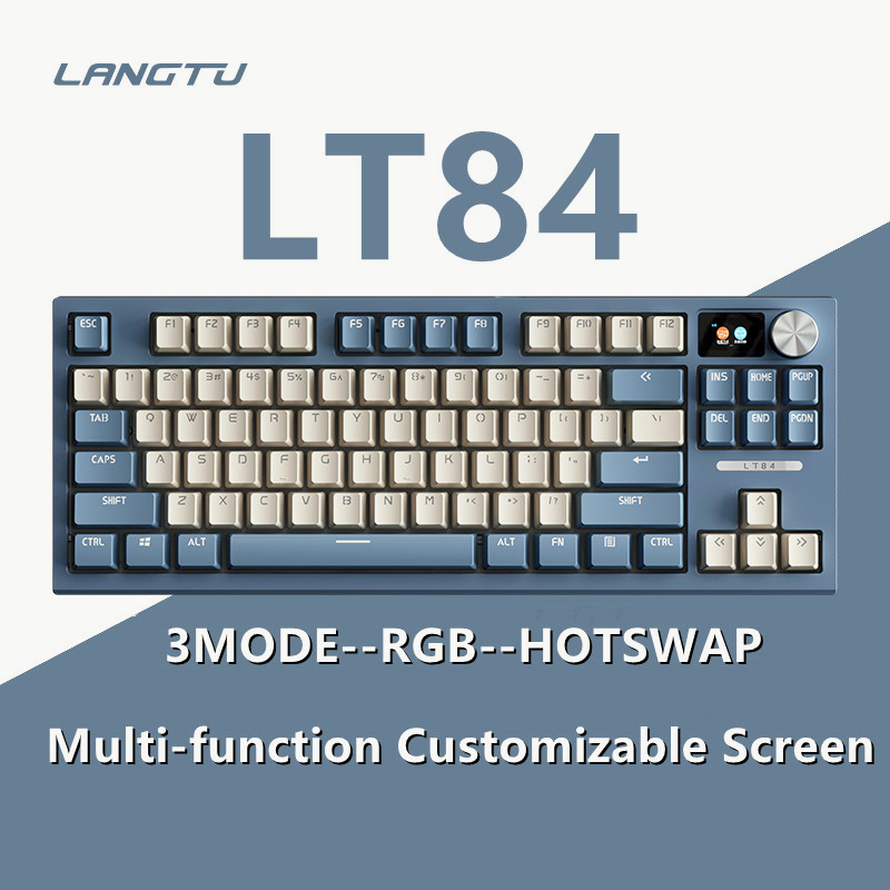 LANGTU LT84 3MODE Hotswap mechanical keyboard DIY SCREEN and KNOB with ...