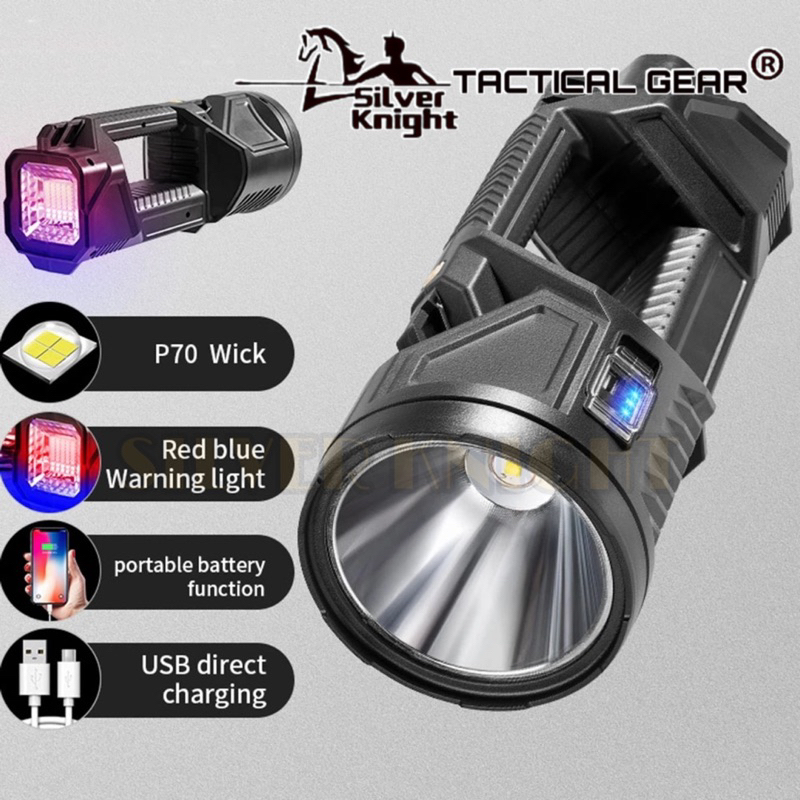 【W5161-1】Super Bright Flashlight USB Rechargeable Searchlight Work ...