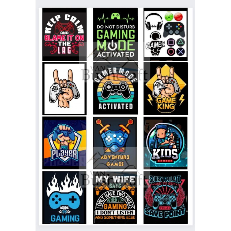 GAMER / VIDEO GAME - SET B GLOSSY VINYL STICKERS IWATERPROOF IDEAL FOR ...
