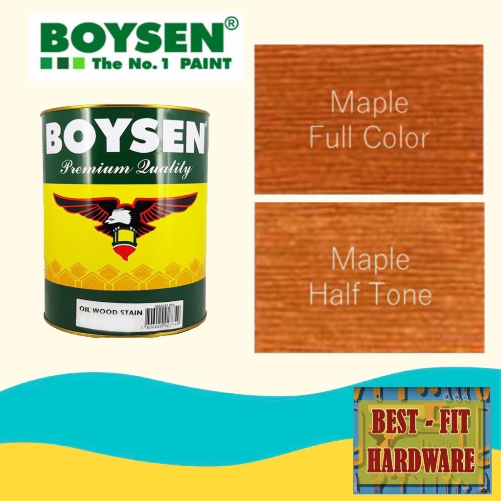 BOYSEN OIL WOOD STAIN 1L (MAPLE / OAK / MAHOGANY / WALNUT) Shopee