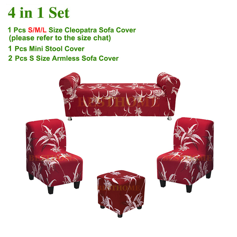 4 in 1 Cleopatra Sofa Cover Set 1 Pc Cleopatra Sofa Cover and 2 Pcs S Size and 1 Pc Mini Stool Cover Shopee Philippines