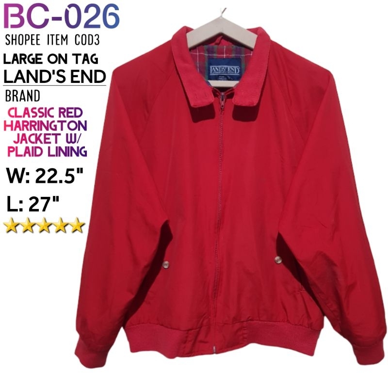 CLASSIC RED HARRINGTON JACKET WITH PLAID LINING Shopee Philippines