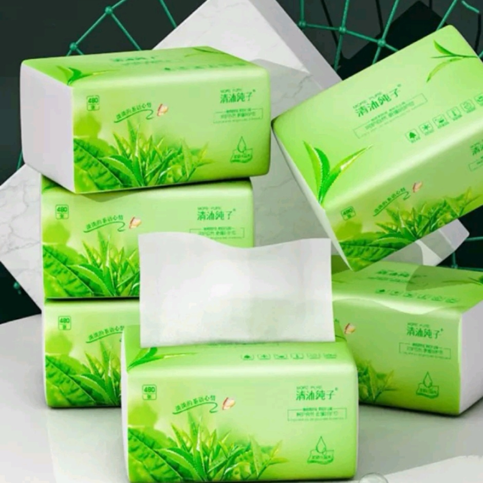 (300 sheets x 8 Packs) Organic Green Tea Facial Tissue Paper Towel 3 ...