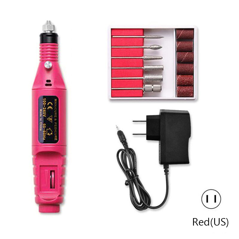 Nailite Electric Nail Drill Machine USB Plug Set With 6 Bits Pedicure ...