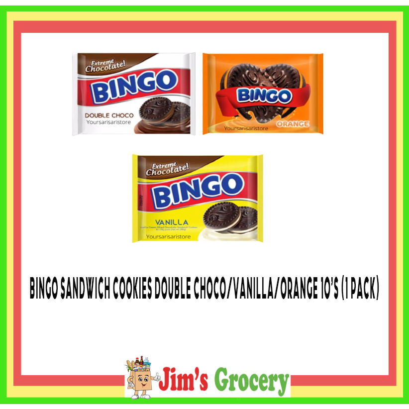 JIMS BINGO SANDWICH COOKIES DOUBLE CHOCO VANILLA ORANGE S PACK Shopee Philippines