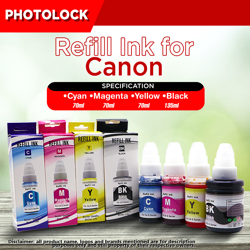 GSeries Canon Printer Refill Ink for G1800 G2800 G3800G G1810 Ink Model GI490 GI790 GI890