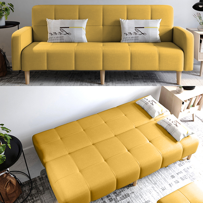 Folding Sofa Bed Double Lazy Solid Wood Recliner Sofa Technology Fabric