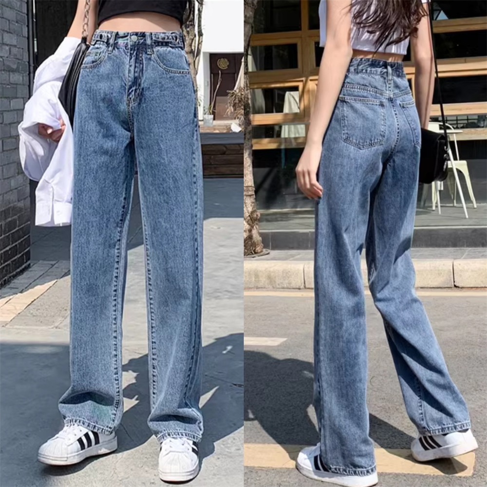 Wide-Leg Straight-Leg Pants High-Waist Boyfriend Jeans Girl TIK TOK Hot ...