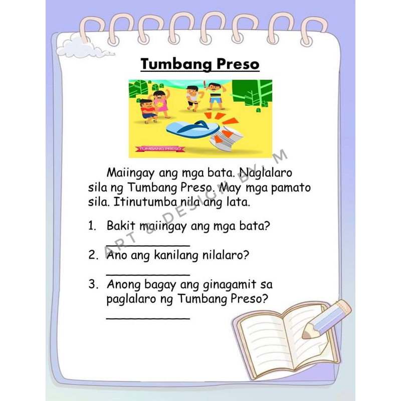 FILIPINO Maikling Kuwento Reading Comprehension Laminated Educational ...