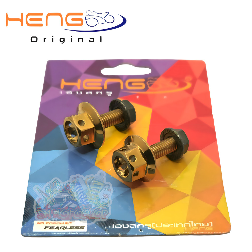 Gold and White Motorcycle License Plate Bolt Set with Hex Nut (Pair