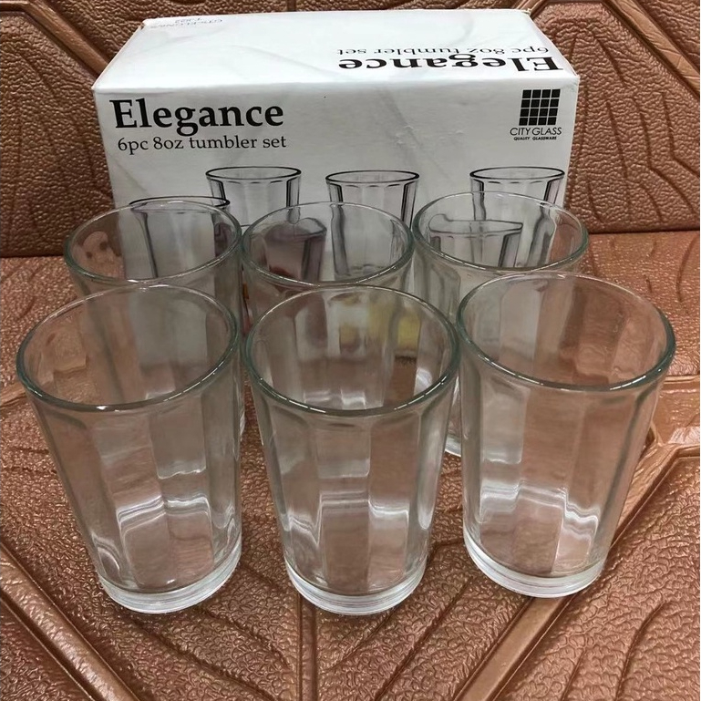 Drinking Glasses Elegance 6pcs Glass Baso Set 8oz Clear Drinking