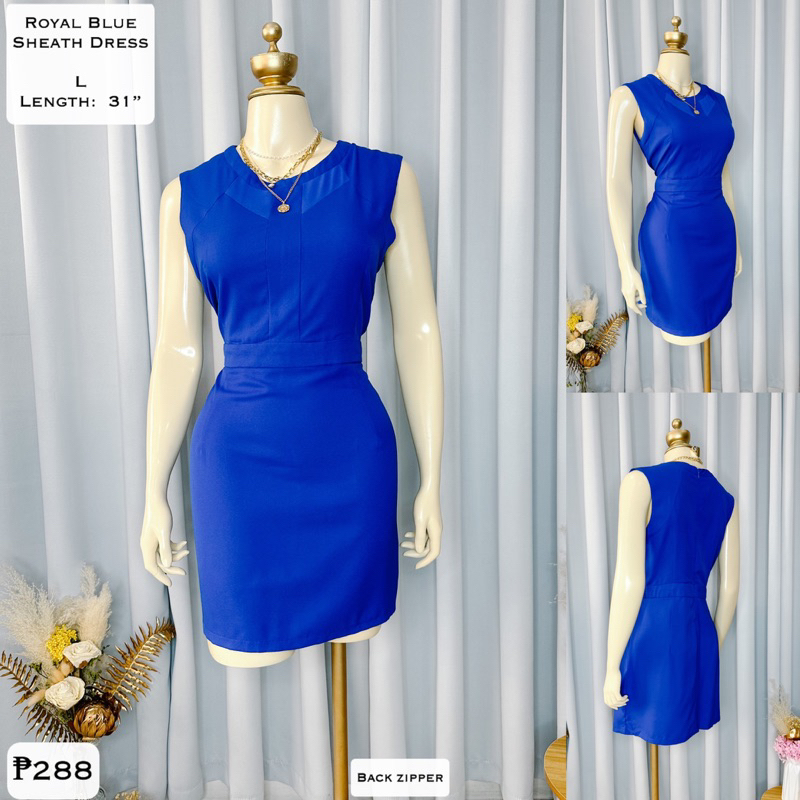 1420 Royal Blue Embellished Sheath Dress