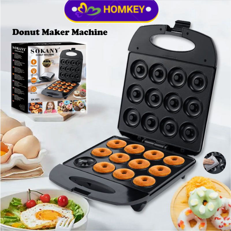 HOMKEY Donut Maker Machine Double Sided Heating Doughnut Maker ...