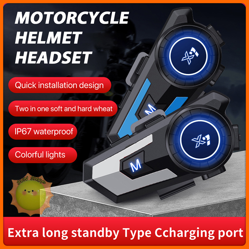 Motorcycle Bluetooth Headset Rechargeable Noise Reduction Auto Answer