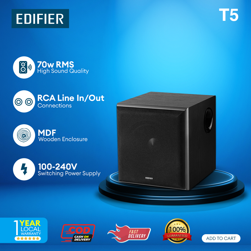 Edifier T5 black speaker Powerful distortionfree bass Adjustable