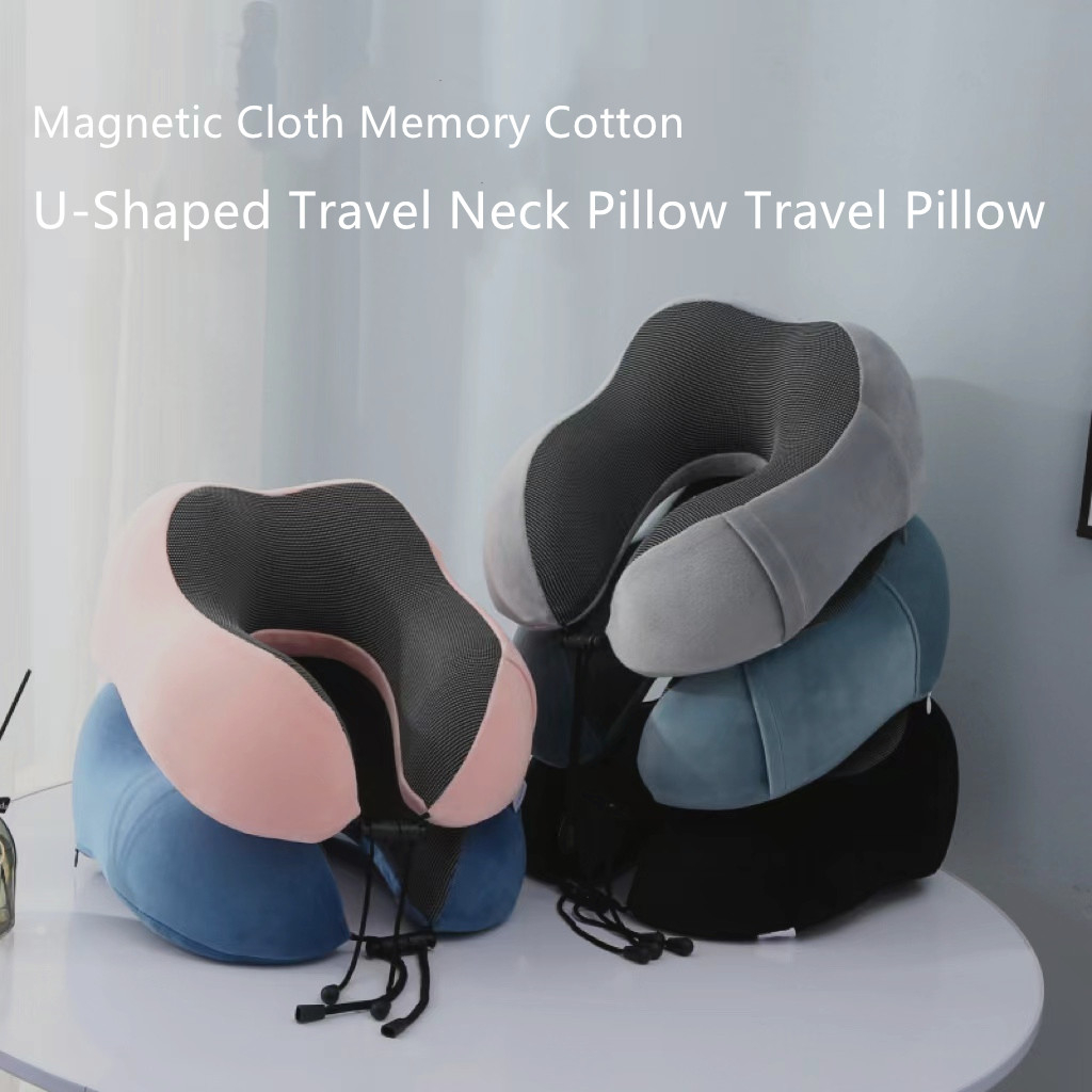 Magnetic Cloth Memory Cotton U-Shaped Travel Neck Pillow Travel Pillow ...