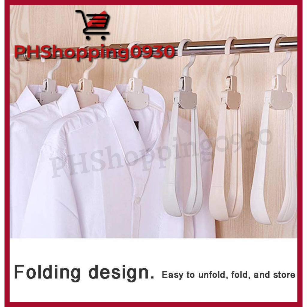 QYZV Easy Fold Wide Foldable Clothes Hanger Plastic No Traces Hanger ...