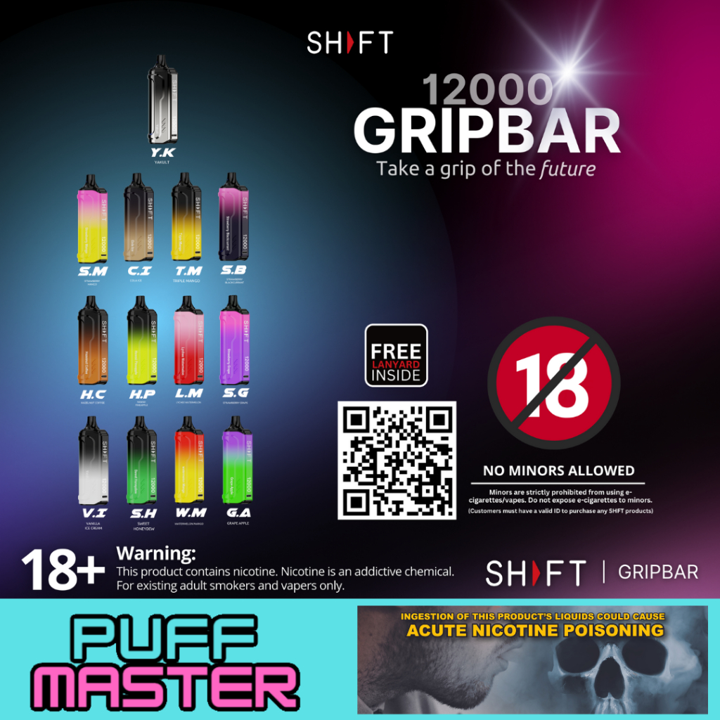 SHFT Gripbar 12000 Puffs Disposabe Vape with free lanyard | Shopee ...