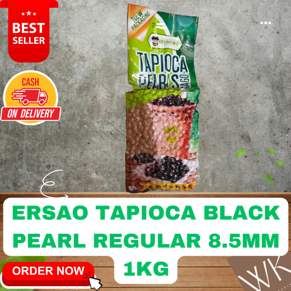 Premium Ersao Black Tapioca Pearls 1kg 1 Kilo Regular Boba Pearl Chewy