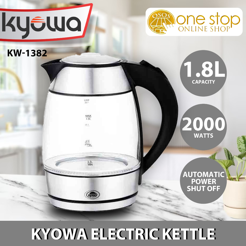 Kyowa Original Heat Resistant Glass Electric Kettle Water Heater 1.8L