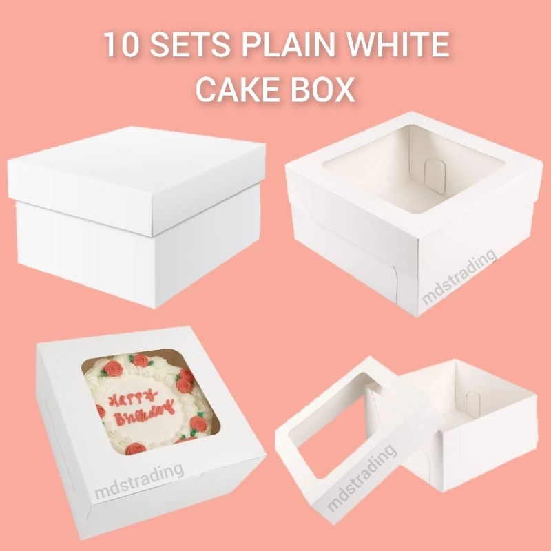 10 SETS Plain White Cake Box Window 12X12X5 10X10X5 10X10X4 9X9X5 8X8X5