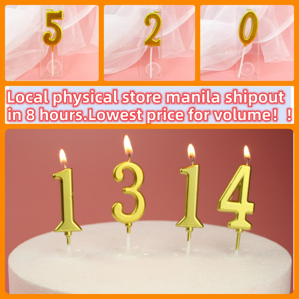 Birthday Candles for Cakes Gold Number Candle 09 Birthday Party golden