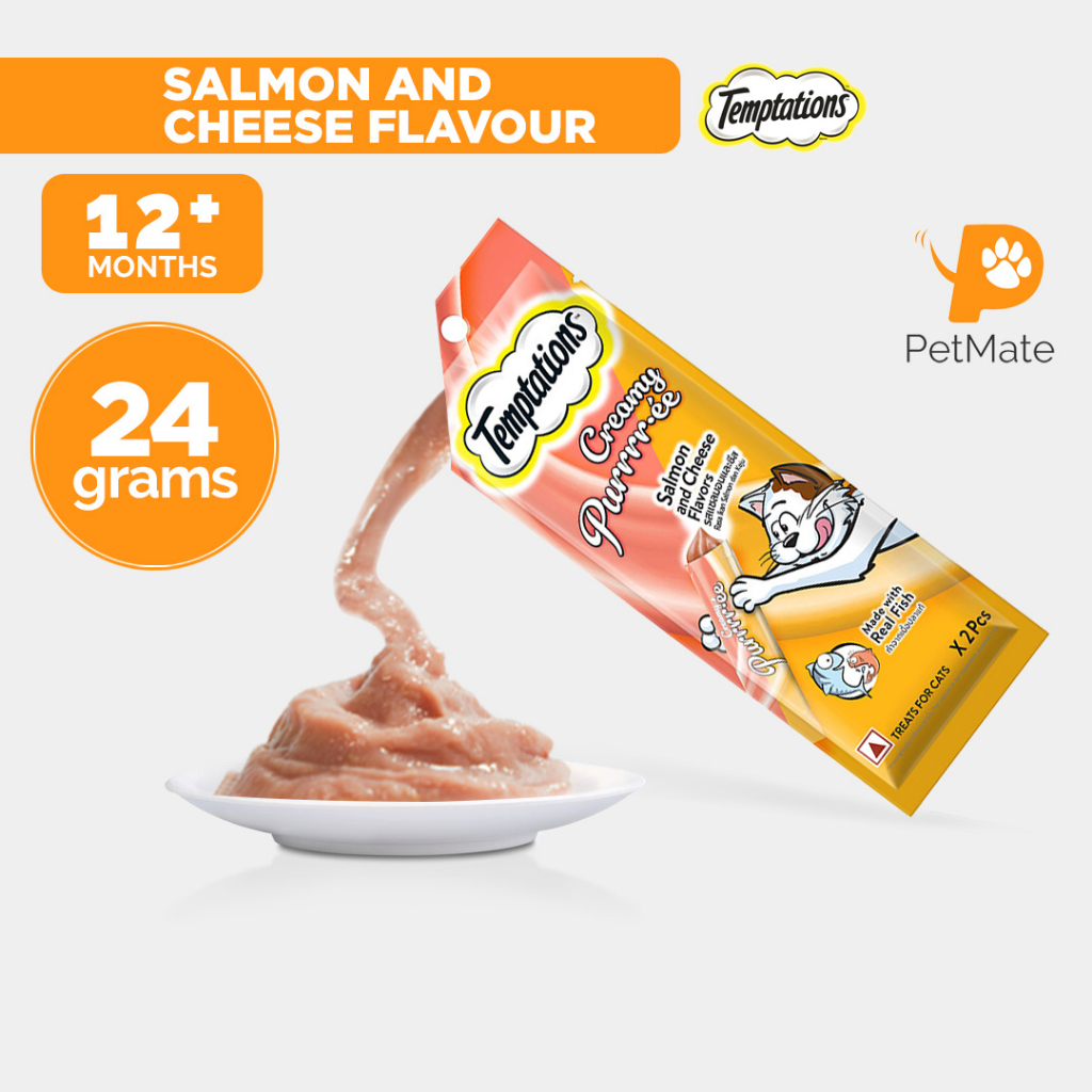 Temptations Cat Treat Creamy Salmon and Cheese 24g Collection PetMate