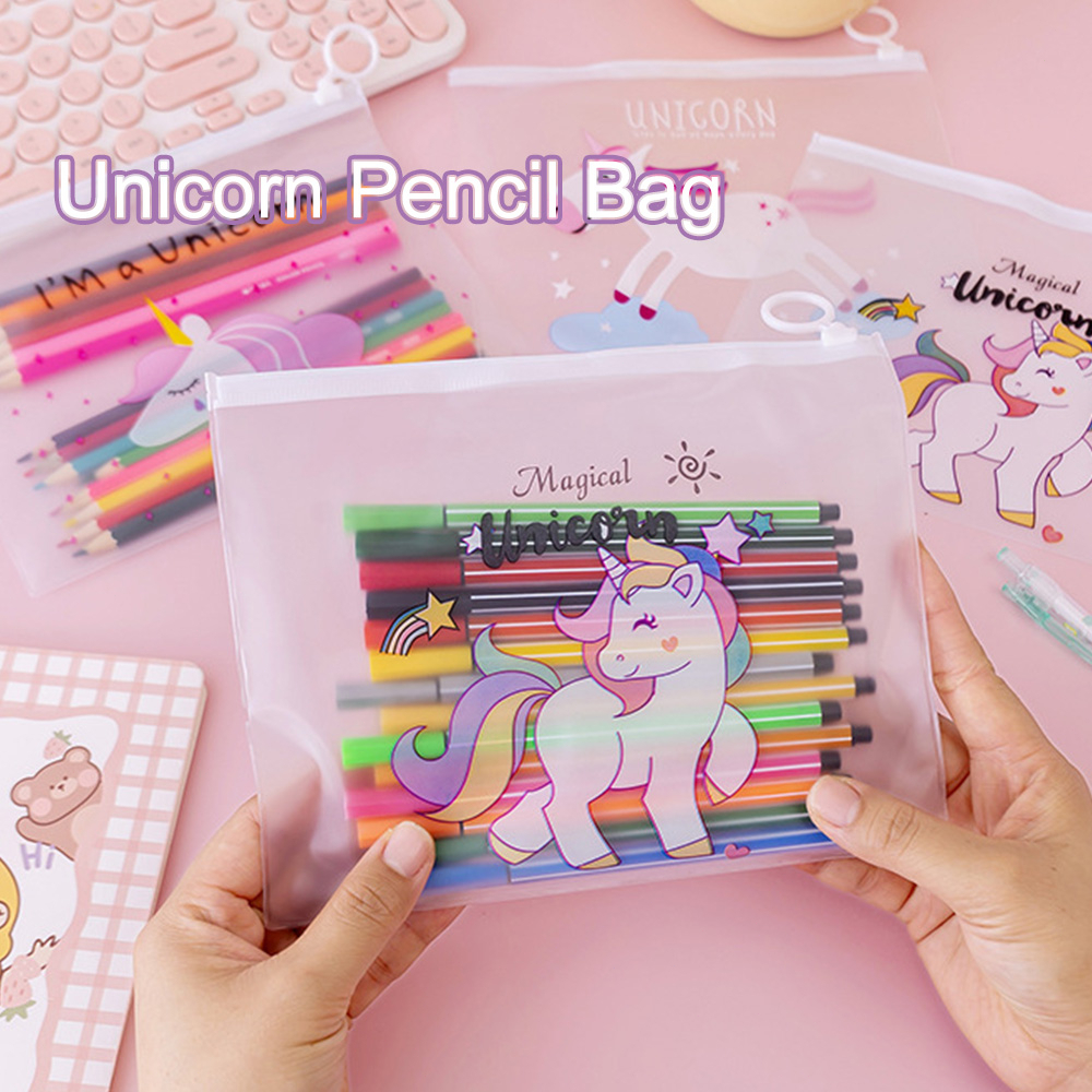 【COD】WB Pencil Case For Kids Cartoon Unicorn Zipper Bag Student ...