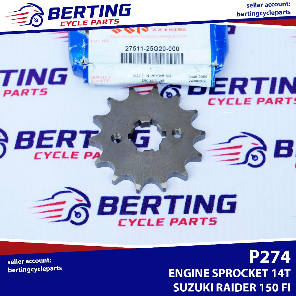 Sgp Engine Sprocket 14t Suzuki Raider 150 Fi Genuine 27511 25g20 000 Shopee Philippines 8515