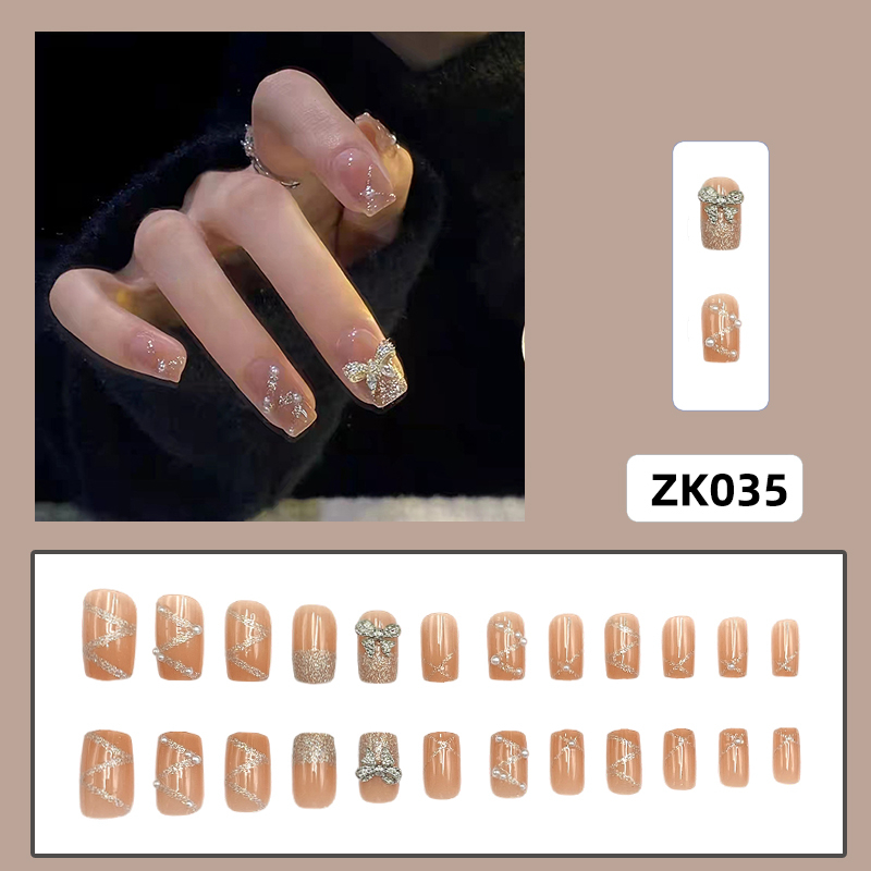 24 pcs Artificial Nails With Glue Set Fake Nails Set With Glue Matte ...
