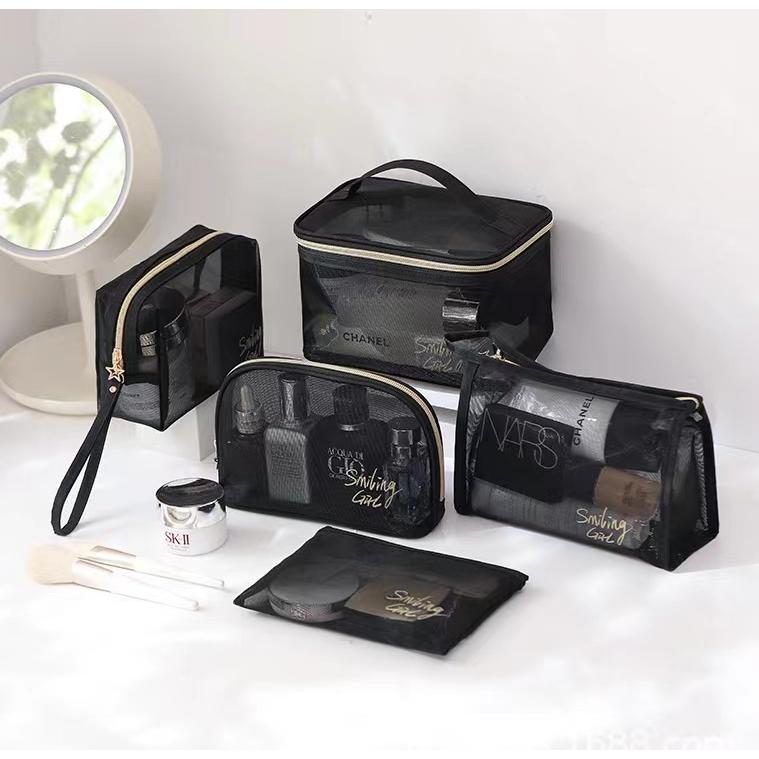 Mesh Travel Cosmetic Bag Organizer Makeup Bag Women Travel Pouch