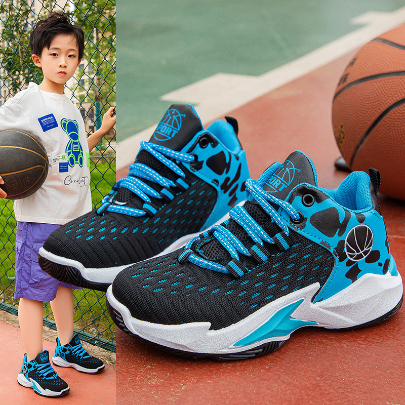 New braided basketball shoes for kids boy high top rubber basketball