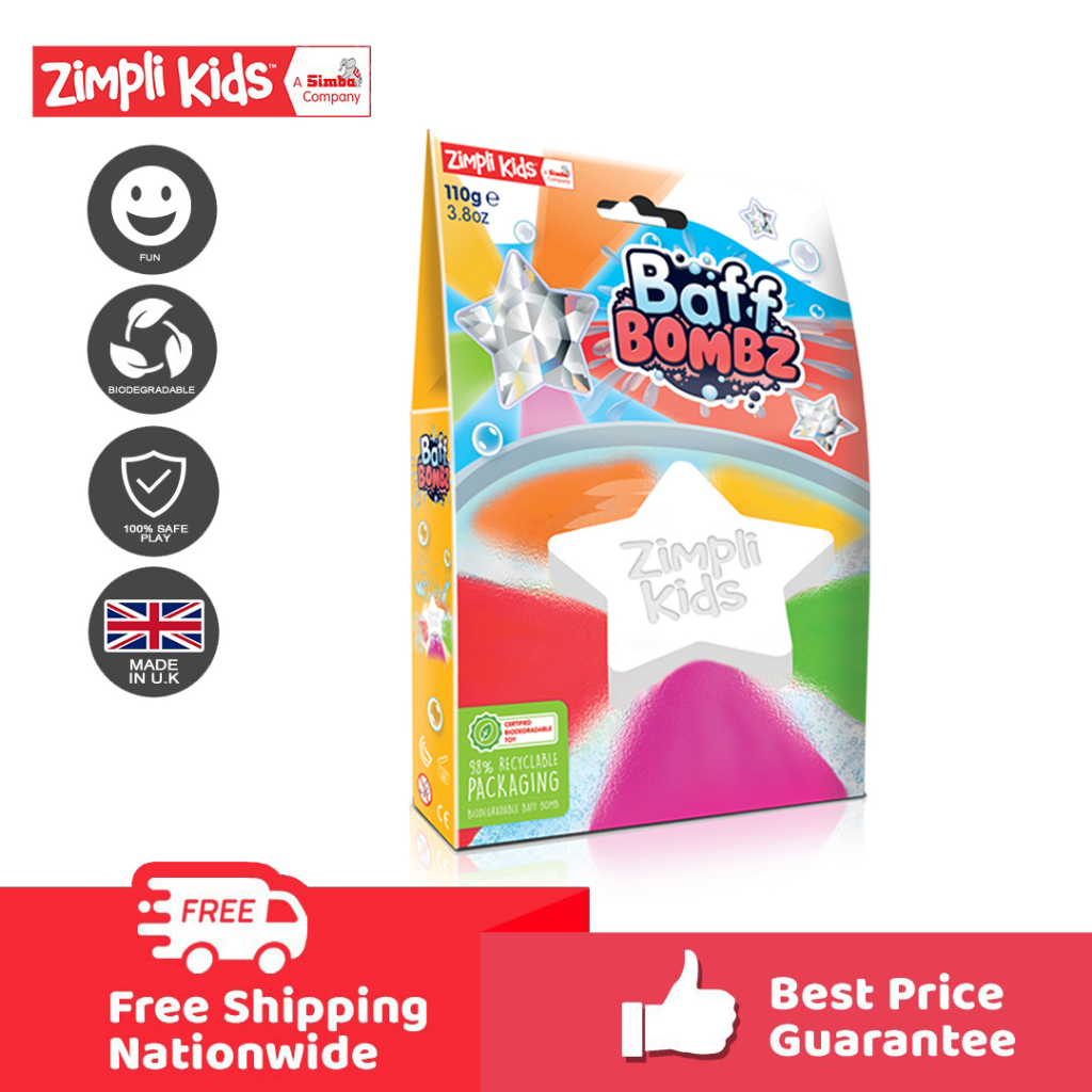 Zimpli Kids 6528 Baff Bombz White Star with Rainbow Effect Bath Bomb ...