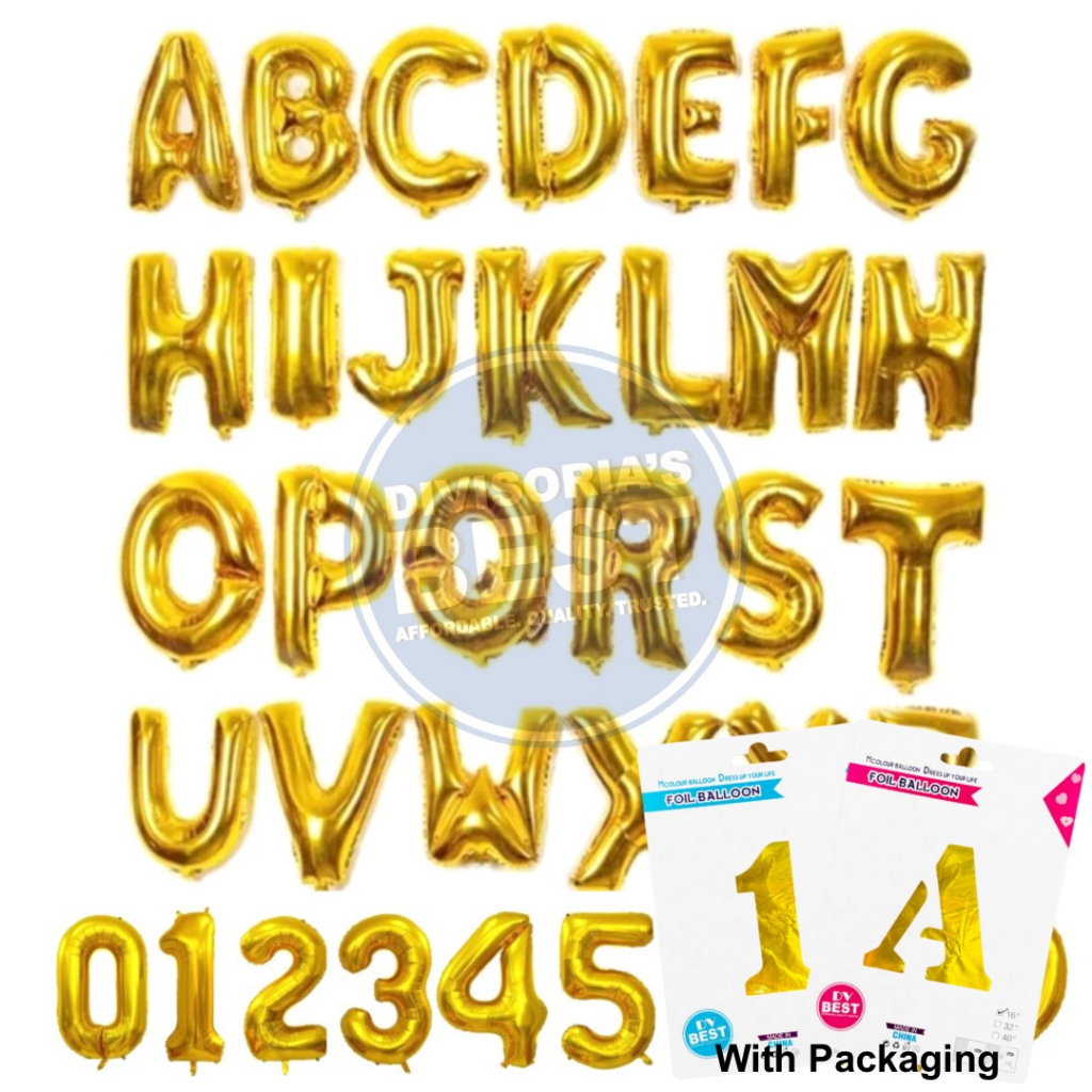 Letter Balloons with Card Gold Foil Letter & Number Balloons 16 Inches ...