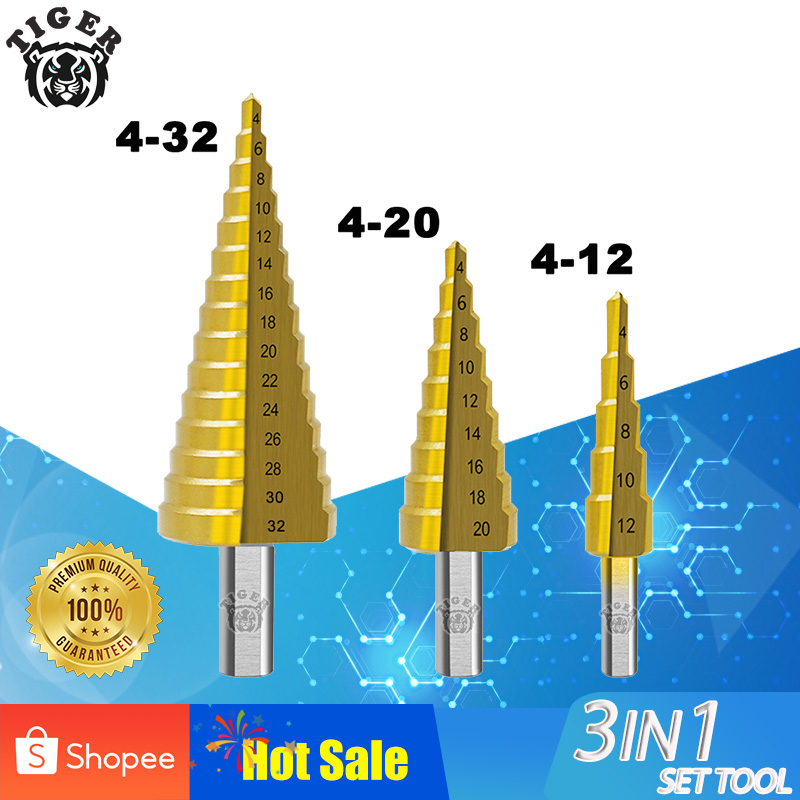 Step Drill Bit, Titanium Coated High Speed Steel Drill Cone Bits for ...