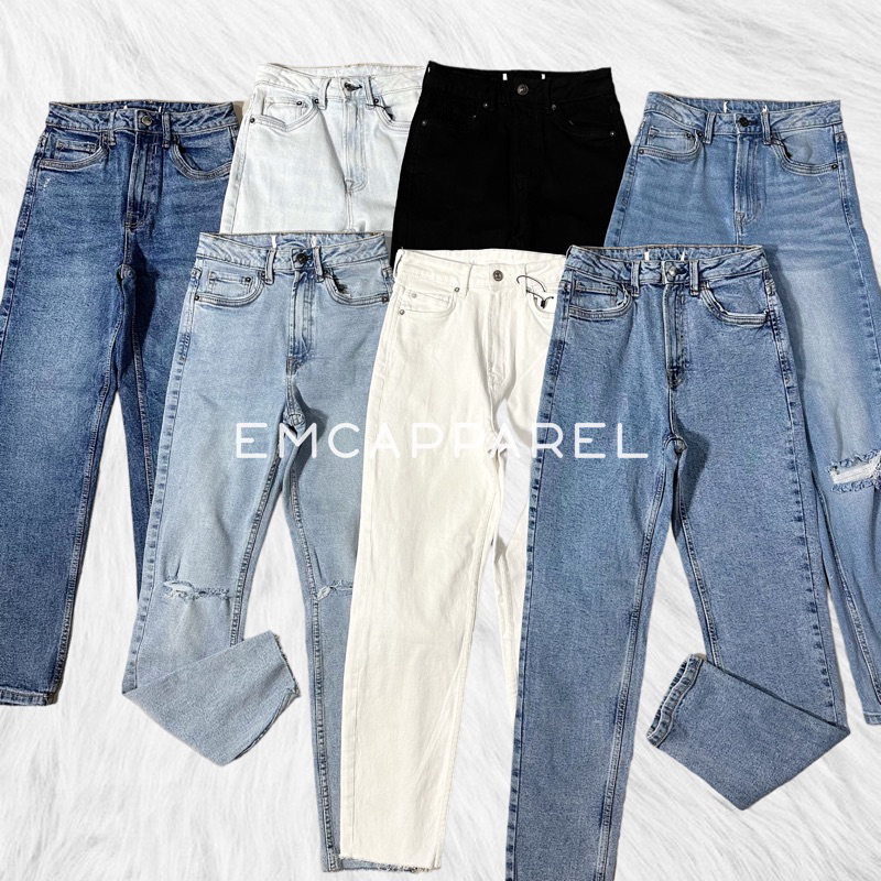 BATCH 1 - STV Highwaist Slim Fit Mom Jeans | Shopee Philippines