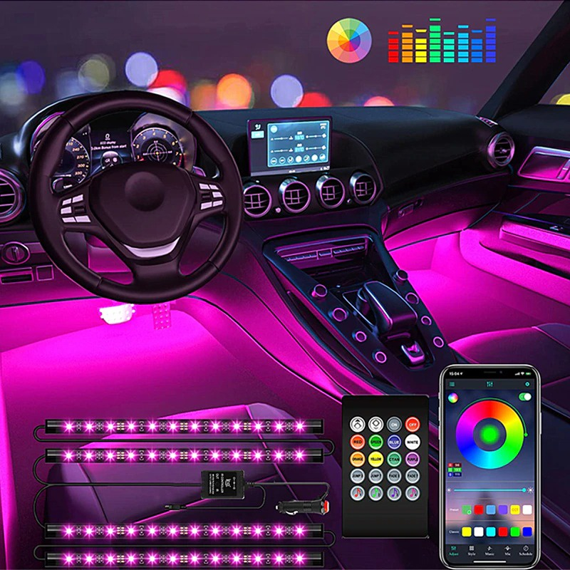 APP Controller Car LED Light Strip Colorful RGB Auto Floor Decoration ...