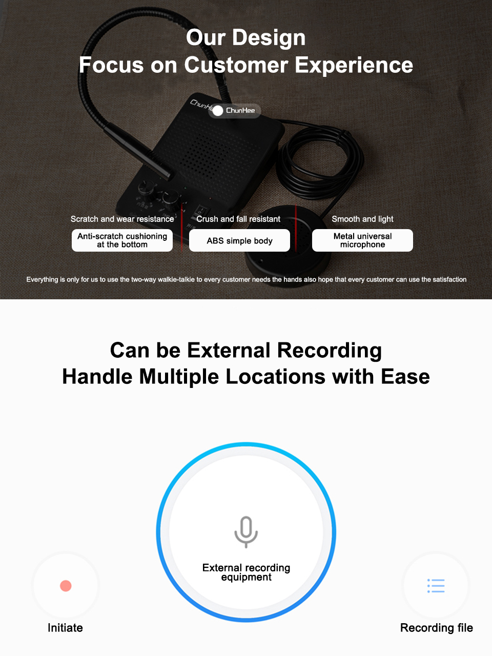 CHUNHEE Dual-Way Window Intercom Wireless Microphone Speaker for Bank ...