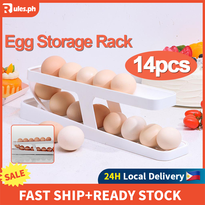Rules Refrigerator Egg Tray Automatic Rolling Egg Storage Box Household Egg Separator 2 Tier