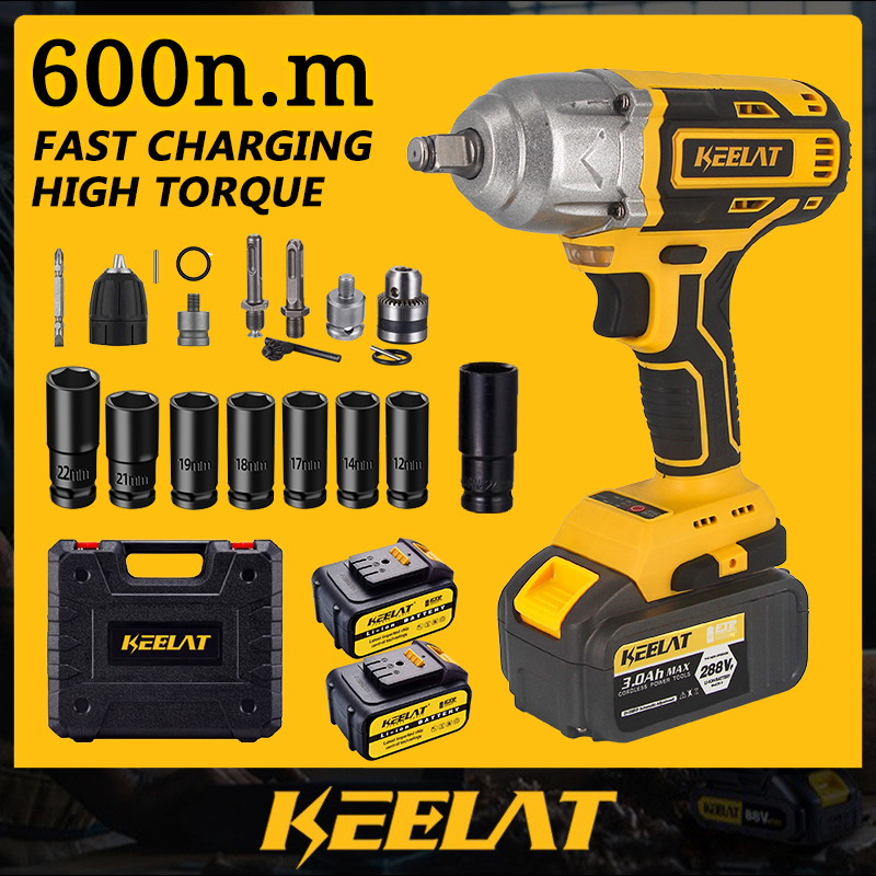 KEEALT 600 N.M Impact Wrench Cordless High Torque 1/4" Impact Gun Heavy
