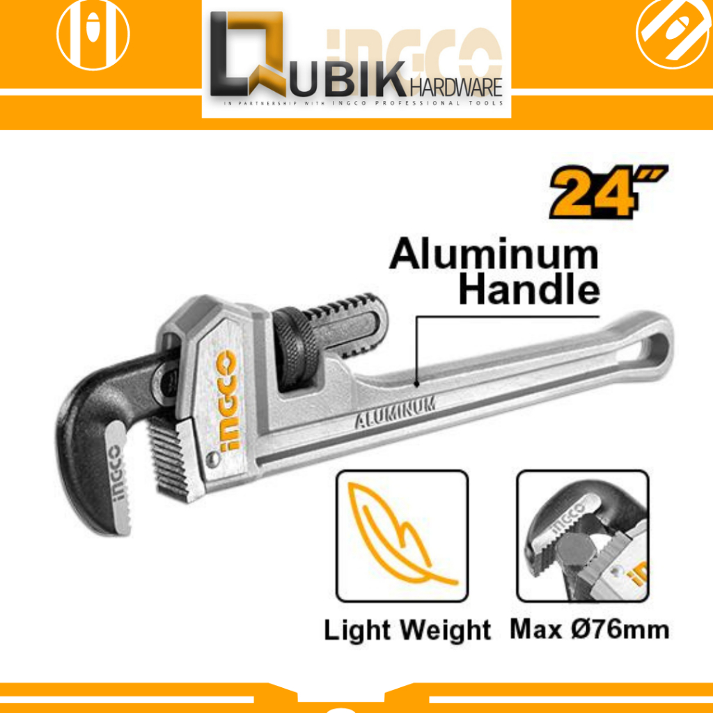 INGCO Aluminum Handle Pipe Wrench (Model: HALPW0124)-Qubikhardware ...