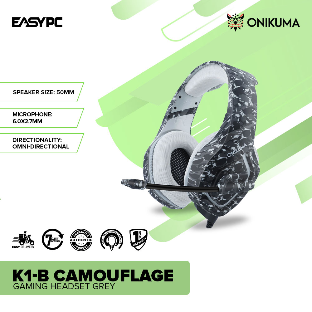 Easypc Onikuma K1 B Camouflage Grey And Brown Wired Headset 3 5mm