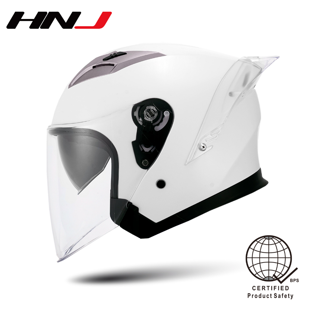 Hnj Plain Motorcycle Helmets Half Face Motor Helmet Dual Visor