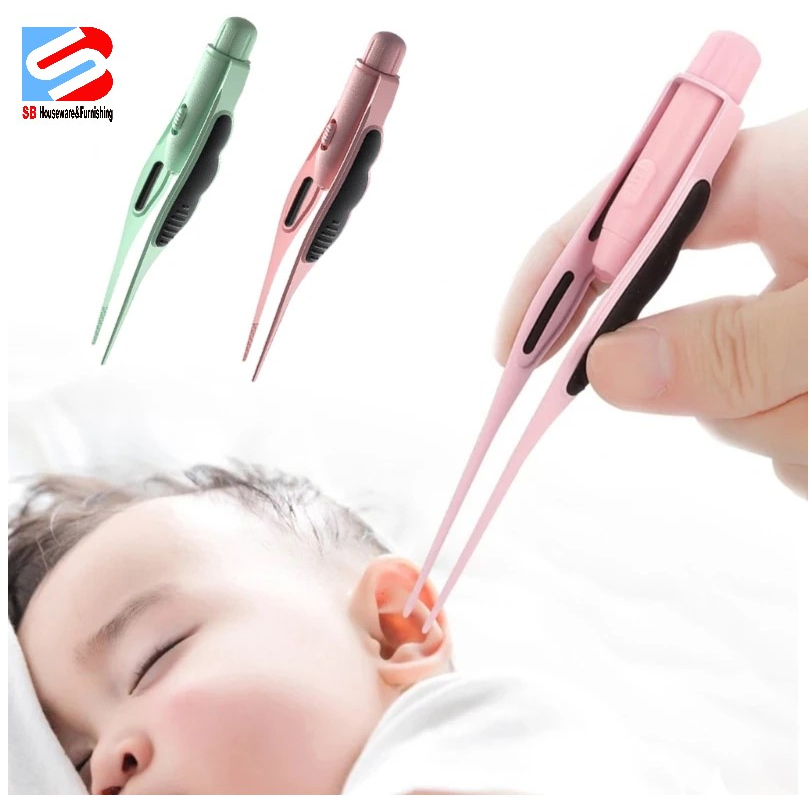 Ear Cleaner LED Flashlight Earpick Wax Removal Tweezer Luminous Stainless Steel Tweezer Remover