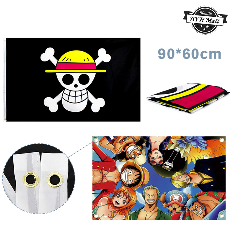90x60cm King of Thieves Luffy Hanging Flag With Bbrass Grommets Home ...