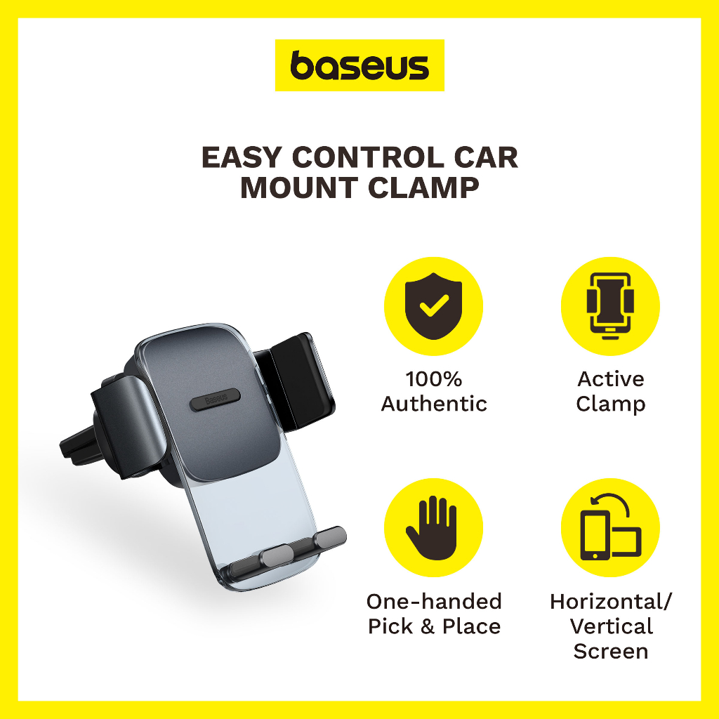 Baseus Easy Control Car Mount Clamp Holder Round Air Outlet Dashboard