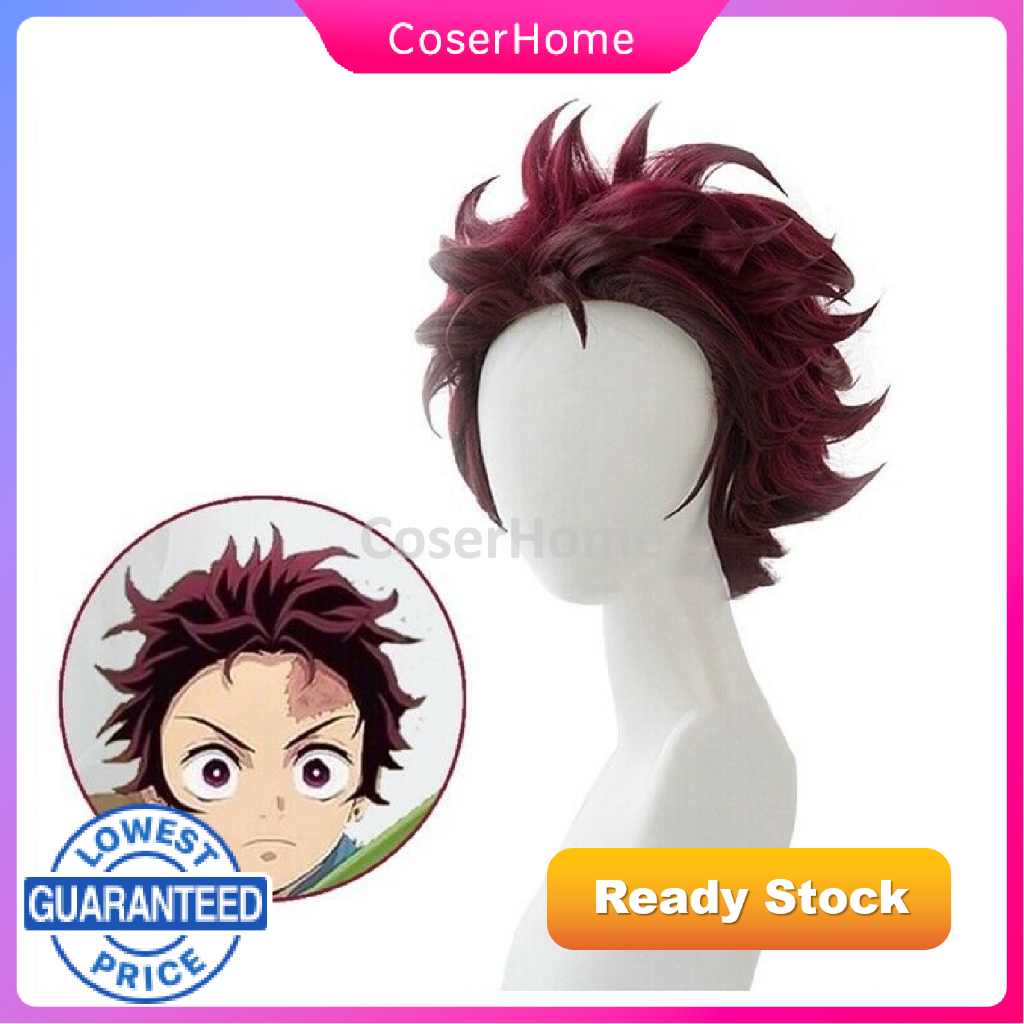 Manmei Kamado Tanjiro Wigs Anime Demon Slayer Kimetsu No Yaiba Cosplay ...