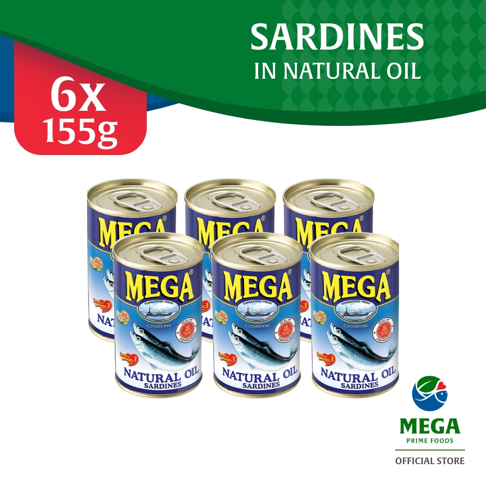 MEGA Sardines in Natural Oil 155G By 6's Shopee Philippines