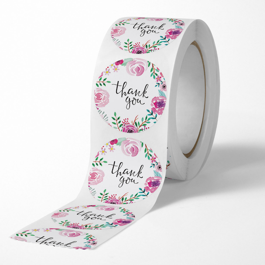 NEW 1Roll500 pcs Thank You tape Thankyou Flower Round Seal Sticker Tags ...