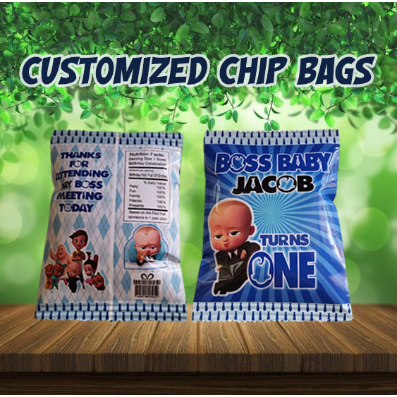 Customized Personalized Boss Baby Theme Chip bags Loot bags l Candy
